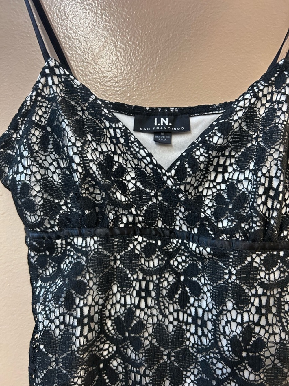 I.N. San Francisco Black Floral Lace Camisole Top